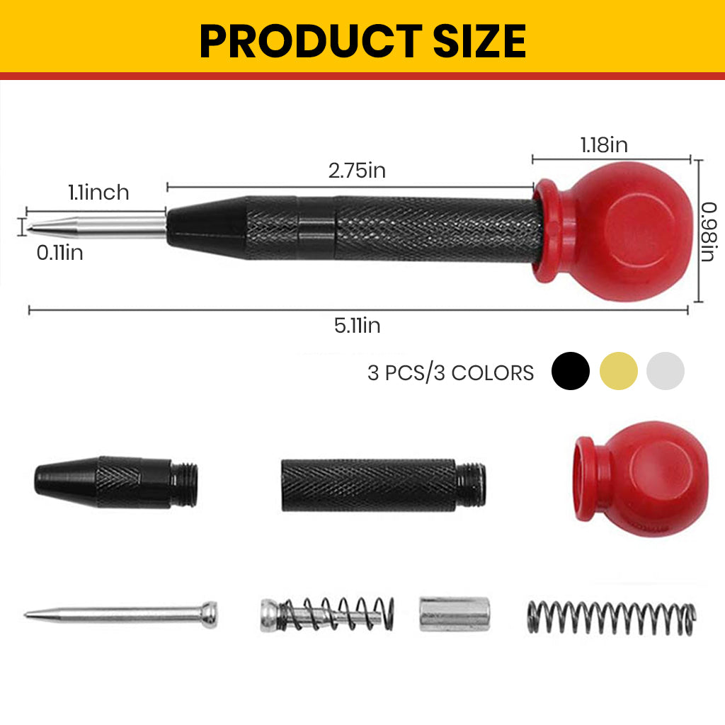 Serplex Heavy Duty Automatic Center Punch, Perfect Automatic Center Punch for Metal, Wood, Plastic, Glass, and Marble, Features Spring Loaded Center Punch Design