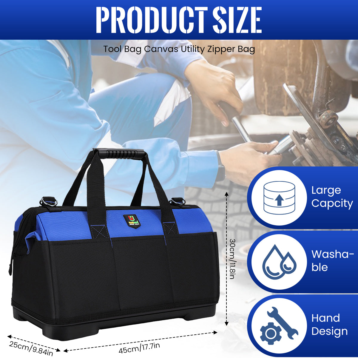 Serplex Tool Bag Travel Tool Bag 19'' Tools Organizer Bag Waterproof Oxford Cloth Tool Handbag Enhanced Wear-resistant Base Design Portable Hardware Tool Bag Organizer for Electricians, Plumbers