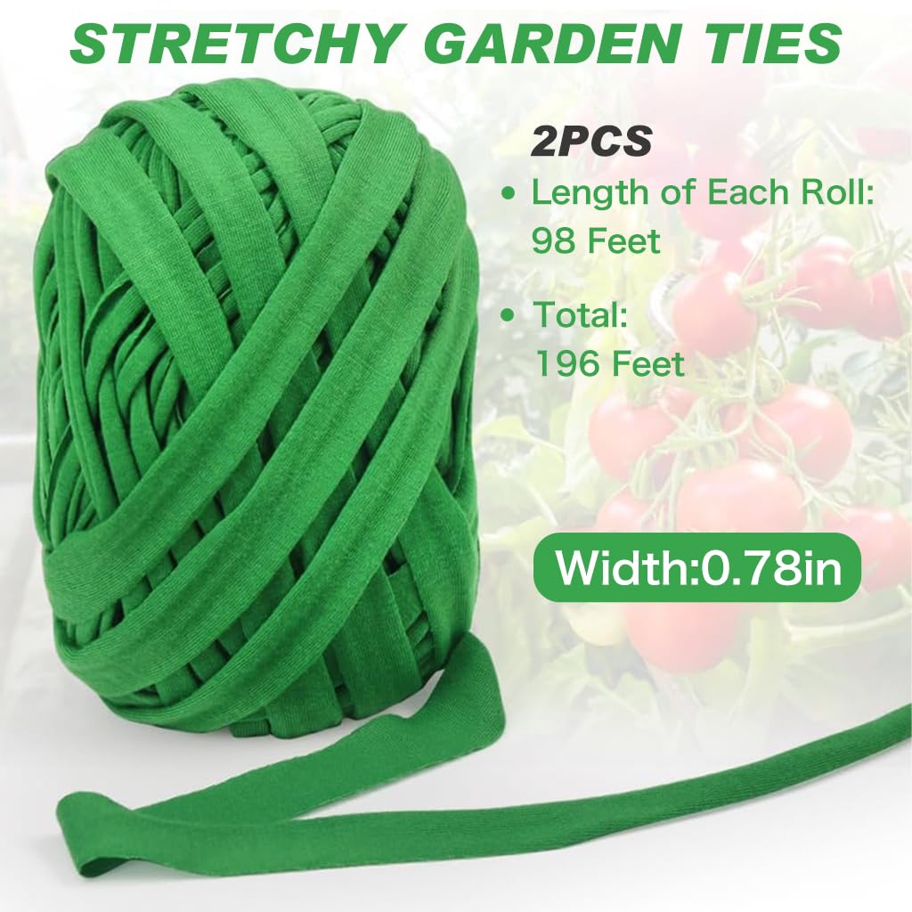 HASTHIP 2pcs Gardening Cloth Ties 98.4Ft Per One Cloth Ties Stretchy Fiber Acrylic Fiber Ties Temporary Ties Gardening Fabric Ties for Climbing Plants, Bundling