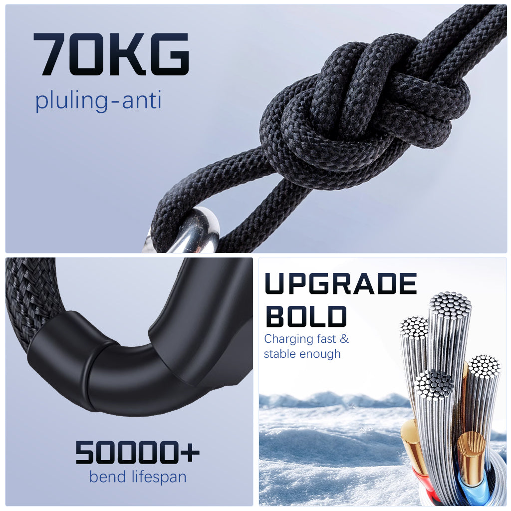 Verilux 4 in 1 Type C Cable 10Ft/3M, PD 65W C Type Cable Fast Charging Cable & 480Mbps Data, Type C/USB/Light-ning Port for iPhone 16/16 Plus/16 Pro/16 Pro Max/15, Galaxy S24/S23, MacBook, iPad