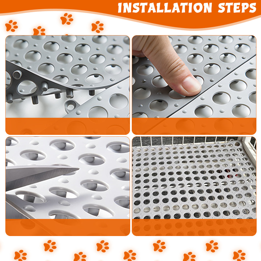 Qpets 6Pcs Pet Cage Mat for Dog/Cat/Rabbit, Plastic Pet Flooring Mat Cat Cage Mats Dog Litter Catcher Pads, Waterproof Non-Slip Floor Mats for Cats Dogs Bunny Easy to Clean Cage Pads (1Pcs 30*30CM)