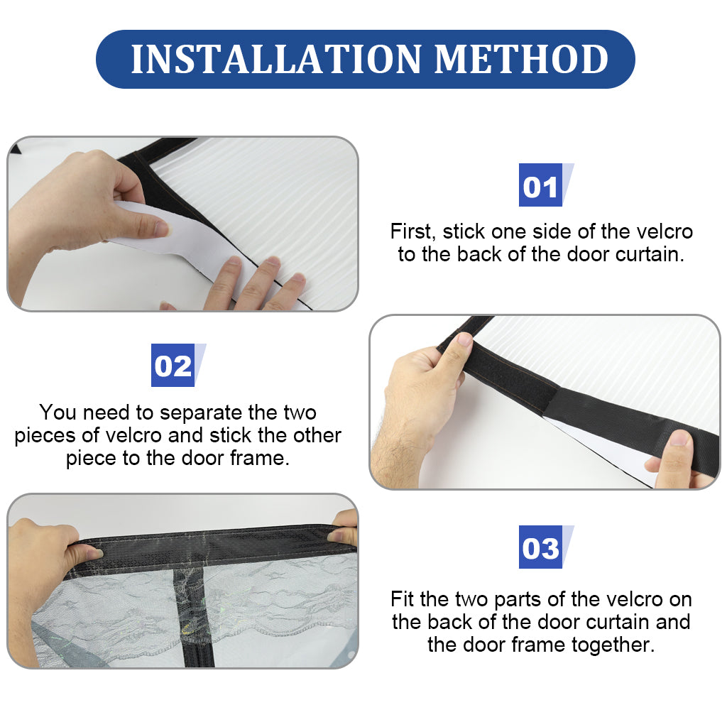 HASTHIP Screen Door Mesh 39.37x 82.68 Inches Fashion Cartoon Mesh Screen Door Mosquito Proof Self Sealing Door Room Partition Screen Removable Hook and Loop Mesh Screen Door