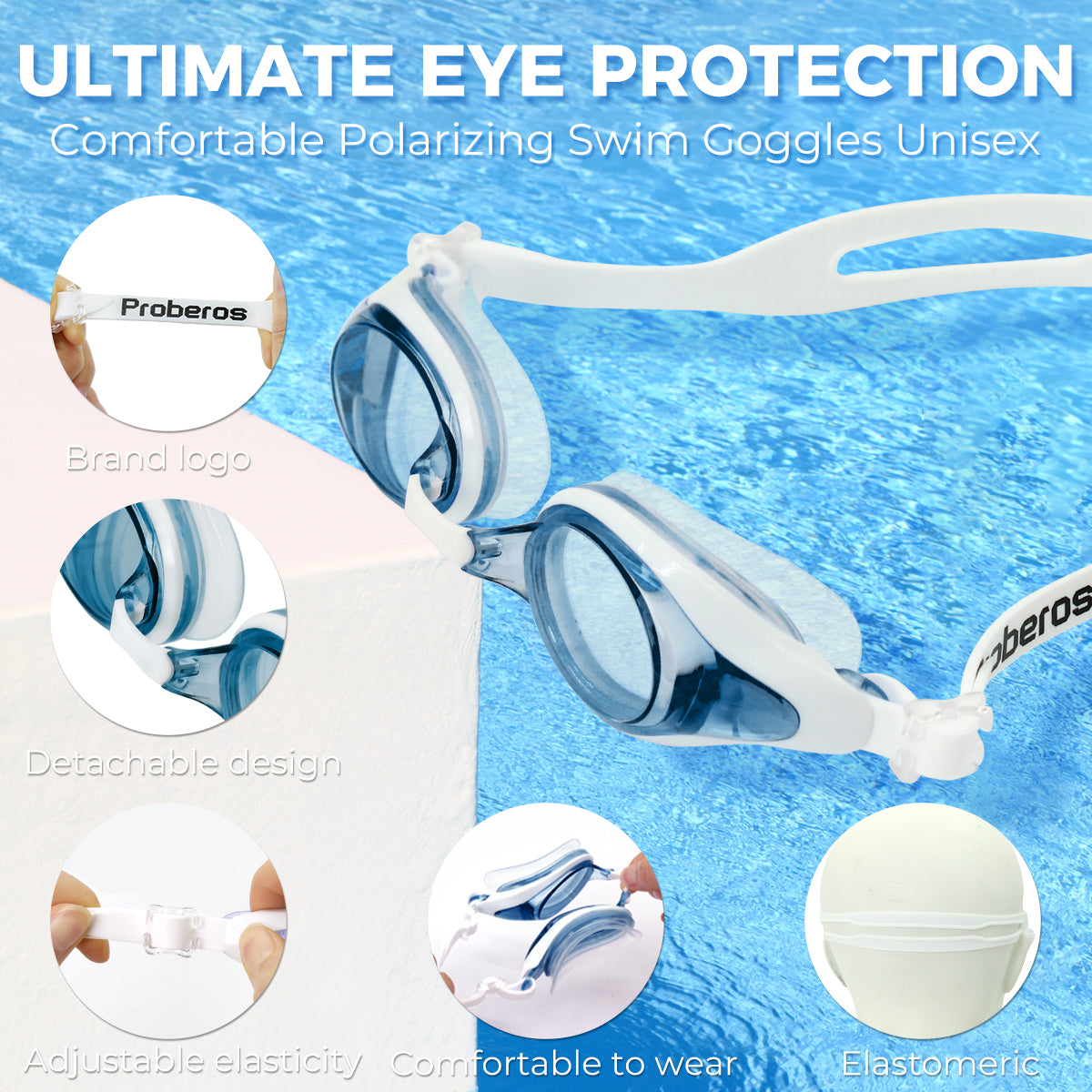 Proberos® 2 Pcs Anti-Fog Polarizing Swim Goggles for Men & Women, Adjustable Strap, UV Protection, Wide Vision, Leakproof Silicone Seal, Stylish Design with Free Case - Vibrant Green+Purple
