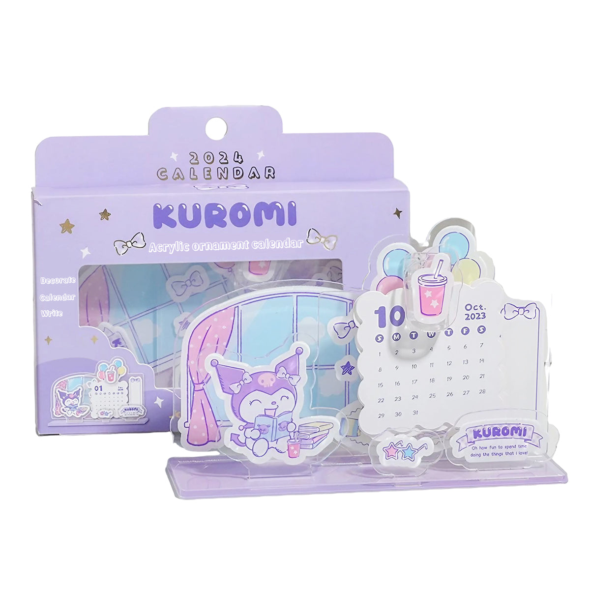 HASTHIP 2025 Desk Calendar Sanrio Kuromi Themed Acrylic Calender, October 2024 - December 2025 Monthly Planner Desktop, Desk Decor Calendar Years Gift for Home, School, Office