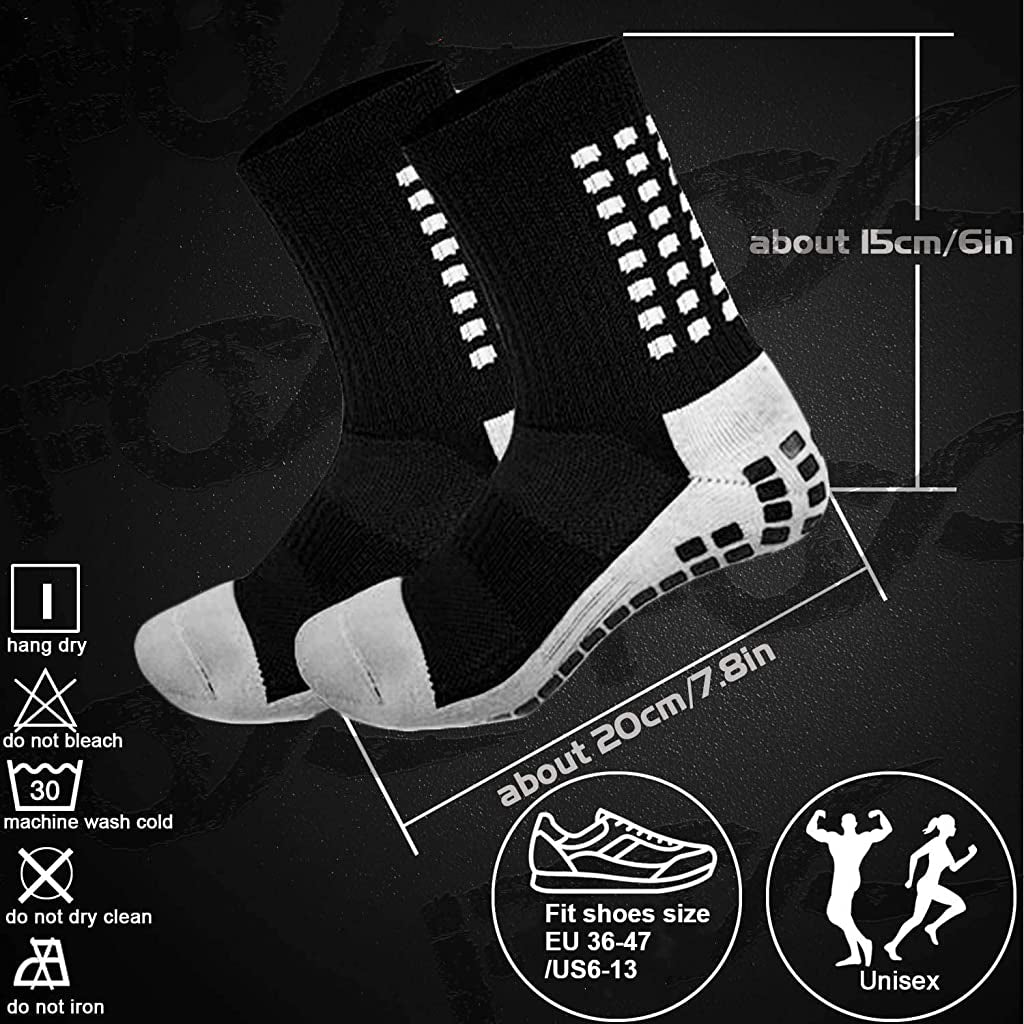 Proberos 2 pairs of Men Women Hi-Tech Performance Athletic Socks for Badminton Soccer Running Gym & Indoor TrainingRubber Anti-Slip and Thicken Cushion Sport Socks Ankle Length Socks-Black