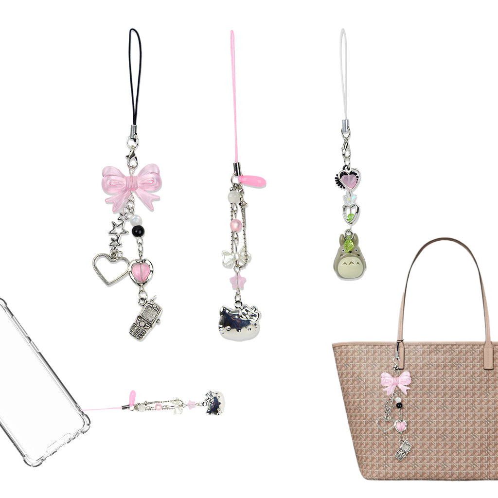 ZORBES 3 Pcs Butterfly Pendant Y2k Phone Charms Keychain Bag Strap Cool Cellphone Lanyard Keyrings Jewelry for Girls