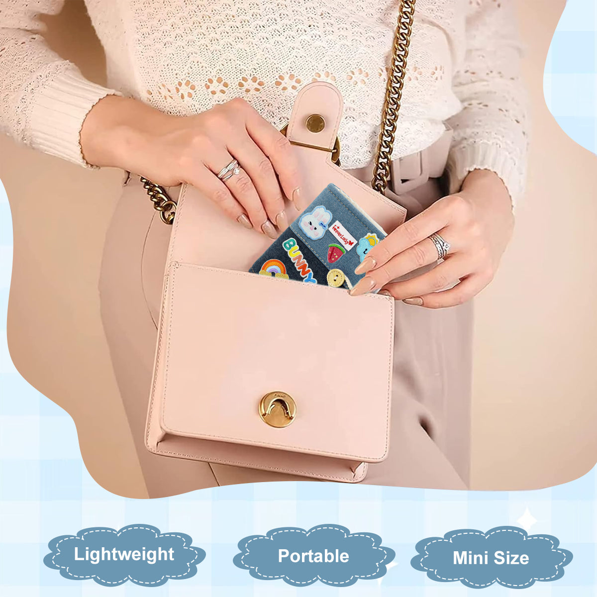 HASTHIP DIY Pocket Photo Album Holds Up 40-Photoes Fashion Patchwork Photo Album with Cartoon Embroidery Decals Cartoon Instant Square Films Pocket Album Kpop Star Photocards Binder Album