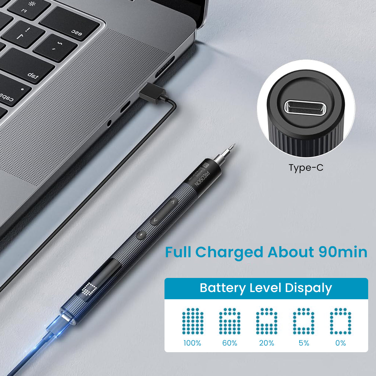 Serplex 50 in 1 Electric Screwdriver Set with Carry Case High Precision Electronics Screwdriver with LED, 40 Bits, Pry Tools, 3 Adjustable Torque, USB Cordless Screwdriver Tool Kit with Power Display