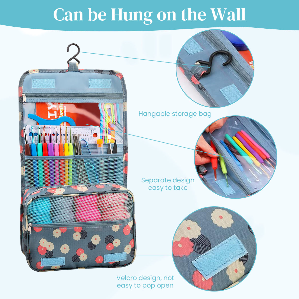 HASTHIP 130PCS Crochet Kit for Beginners Adults, Upgraded Hanging Crochet Set with Crochet Yarn for Crocheting, Ergonomic Soft Grip & Knitting Crochet Starter Kit for Knitting Craft