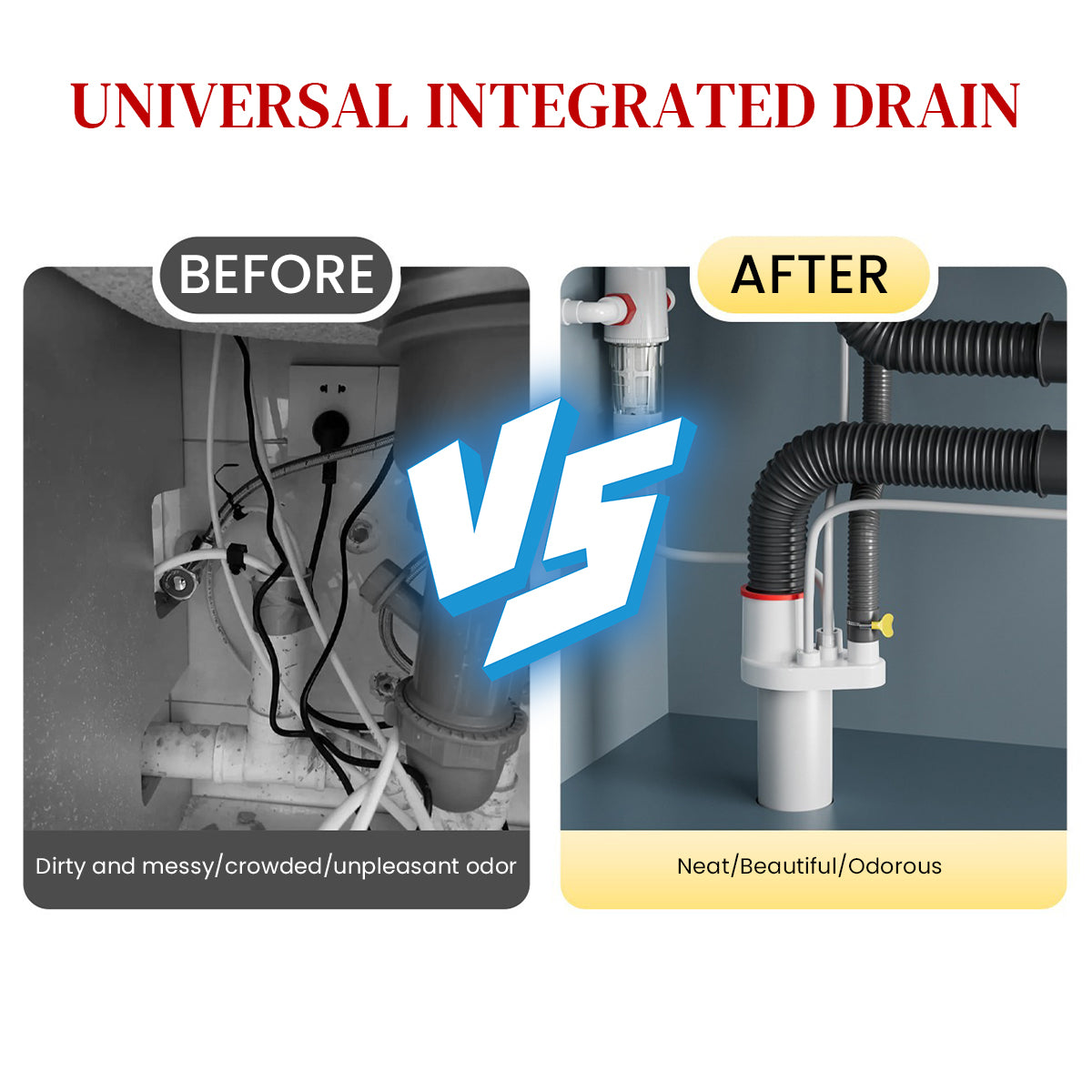 HASTHIP Kitchen Drain Adapter Anti-backflow Drain Valve Under Sink Drain Adapter with Multi Adapters, Universal Drain Connector for Dishwasher, Laundry Machine, Kitchen Sink