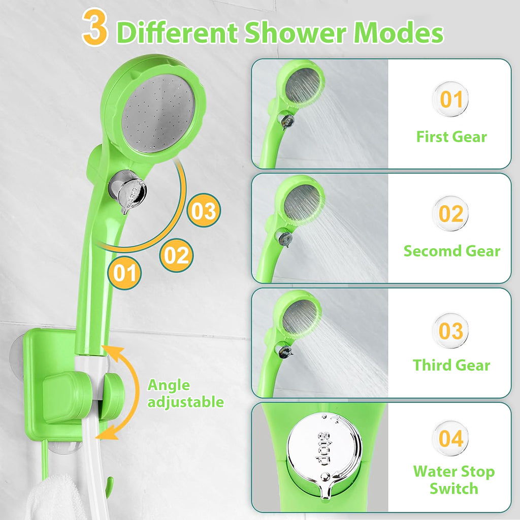 Proberos Electric Shower System with Water Pump Outdoor Moving Shower Head with 4 Spray Modes LCD Real Time Temperature Display IPX7 Waterproof Shower Water Pump Shower Head Kit for Camping