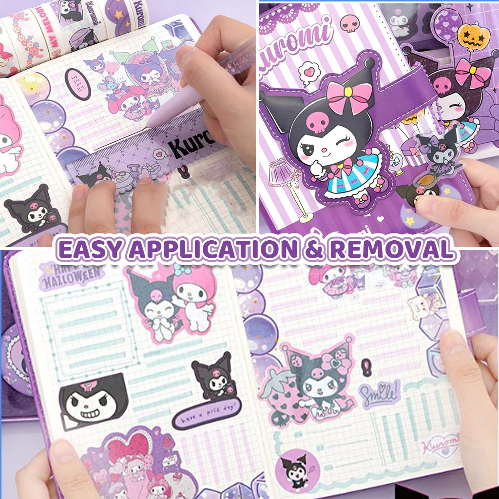 HASTHIP Kuromi Stickers, Vinyl Waterproof Washi Tape Set for Laptop, Water Bottle, Travel Case, Phone, Skateboard, Scrapbook - Kawaii Stickers for Kids, Adults, Teens, Girls
