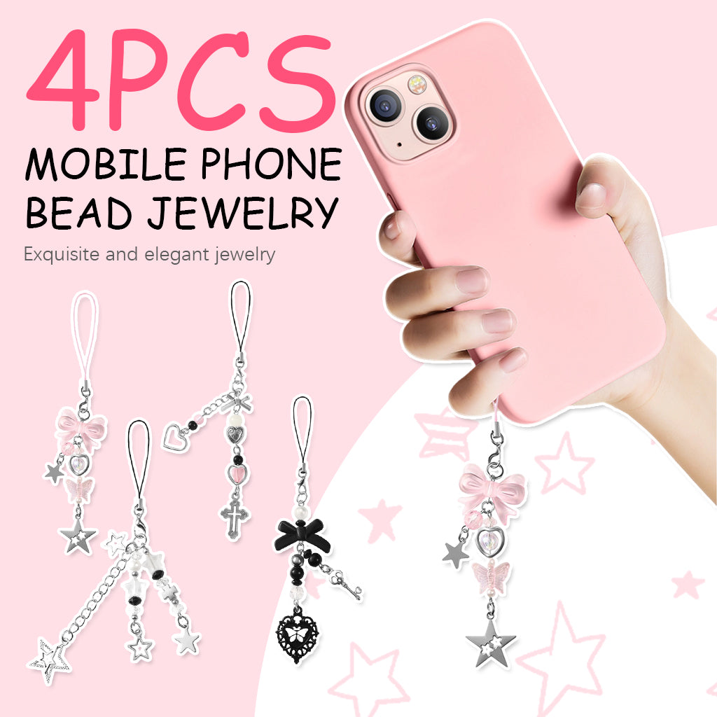 ZORBES 4Pcs Cute Phone Charms for Girls, Bag Charms Mobile Charms Y2K Charms for Phone Case, Stylishly Sweet Mobile Phone Charms Phone Chain Mobile Accessories Phone Hanging Chain Gift for Girls