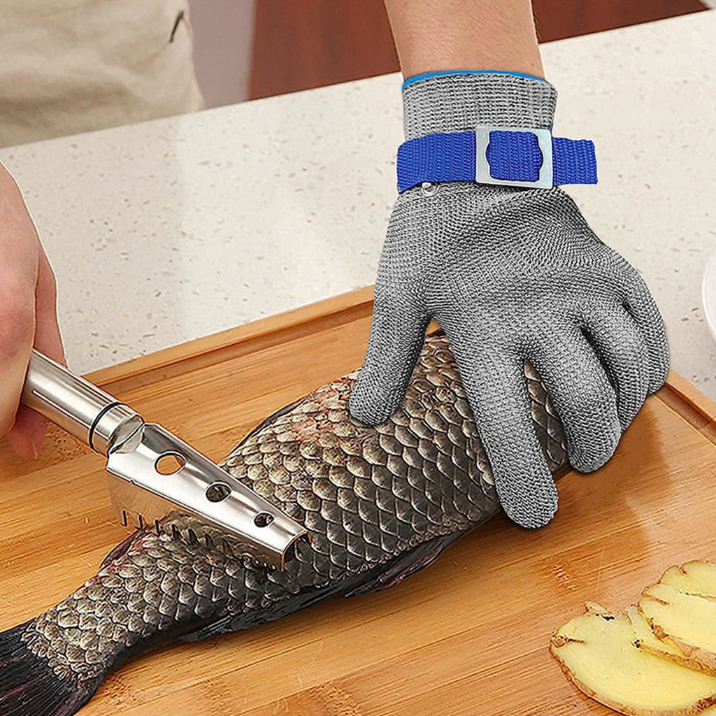 HASTHIP 1 Pair Work Gloves Stainless Steel Mesh Glove Anti-Cut Work Gloves Stainless Steel Mesh Glove Puncture Proof Safety Glove for Fish Handling, Meat Processing, Metalworking, Gardening
