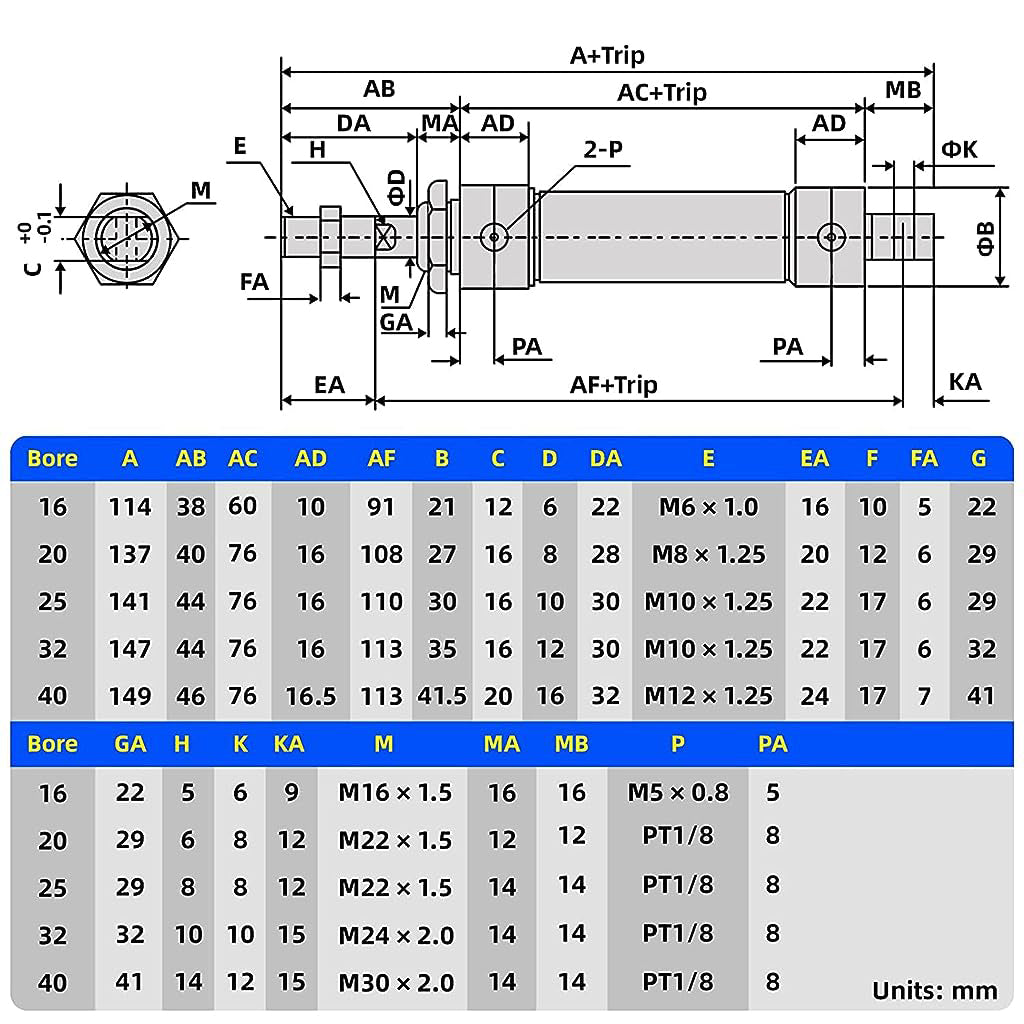 Serplex 25mm Bore 50mm Stroke Air Cylinder Double Action MAL25x50 Pneumatic Air Cylinder Aluminum Alloy Air Cylinder