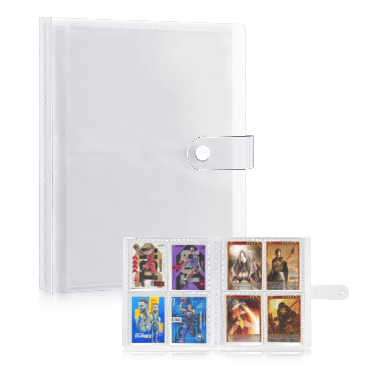 PATPAT 240Pcs Card Holder 3'' Trading Cards Organizer Holder Double Sided Transparent Trading Cards Book with Snap Button Closure Travel Collectable Game Trading Card Holder