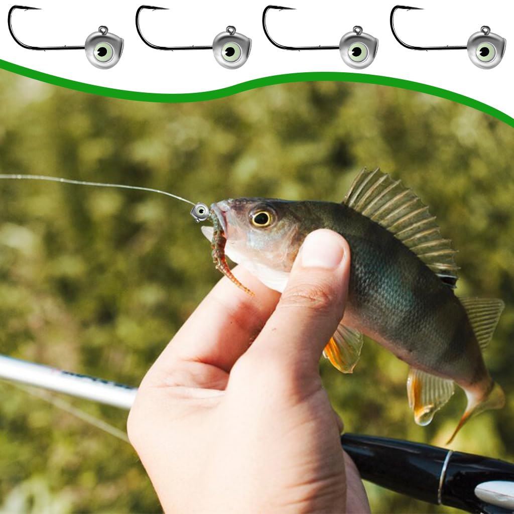 Proberos Swimbait Jig Heads with Chartreuse Fish Eye,Freshwater&Saltwater Fishing 4-Pack