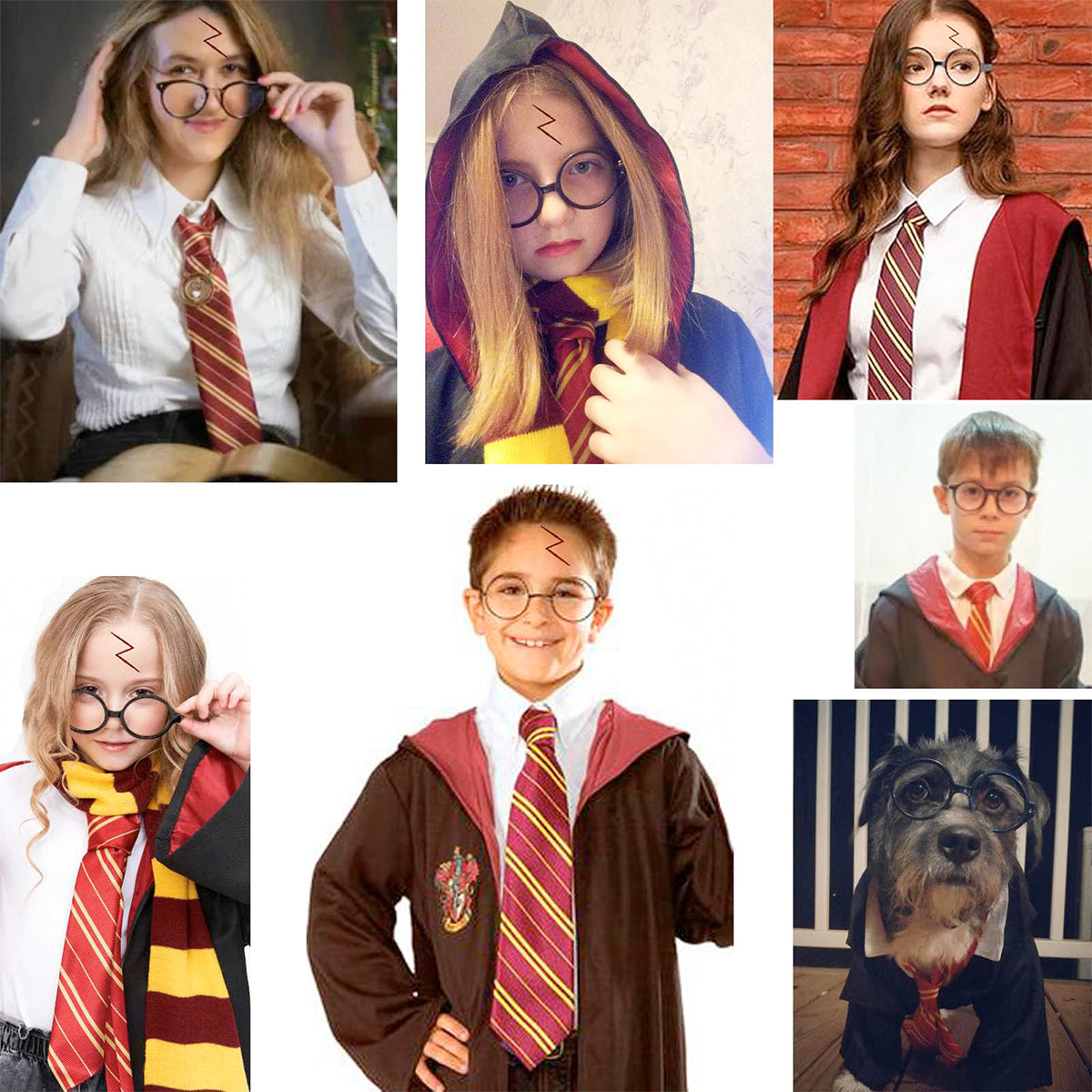 PATPAT Wizard Costume Set Novelty Wizard Glasses Striped Tie and Magic Wand Cosplay Costumes Accessories for Halloween, Themed Party, Birthday, Festival
