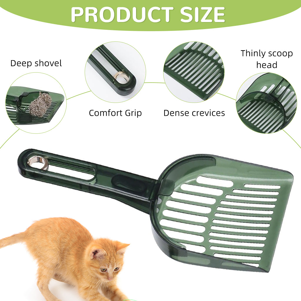 Qpets Cat Litter Scoop, Plastic Cat Litter Scoop Retractable Push Shovel Design Cat Litter Scoop Sieve Cat Litter Cleaning Scoop