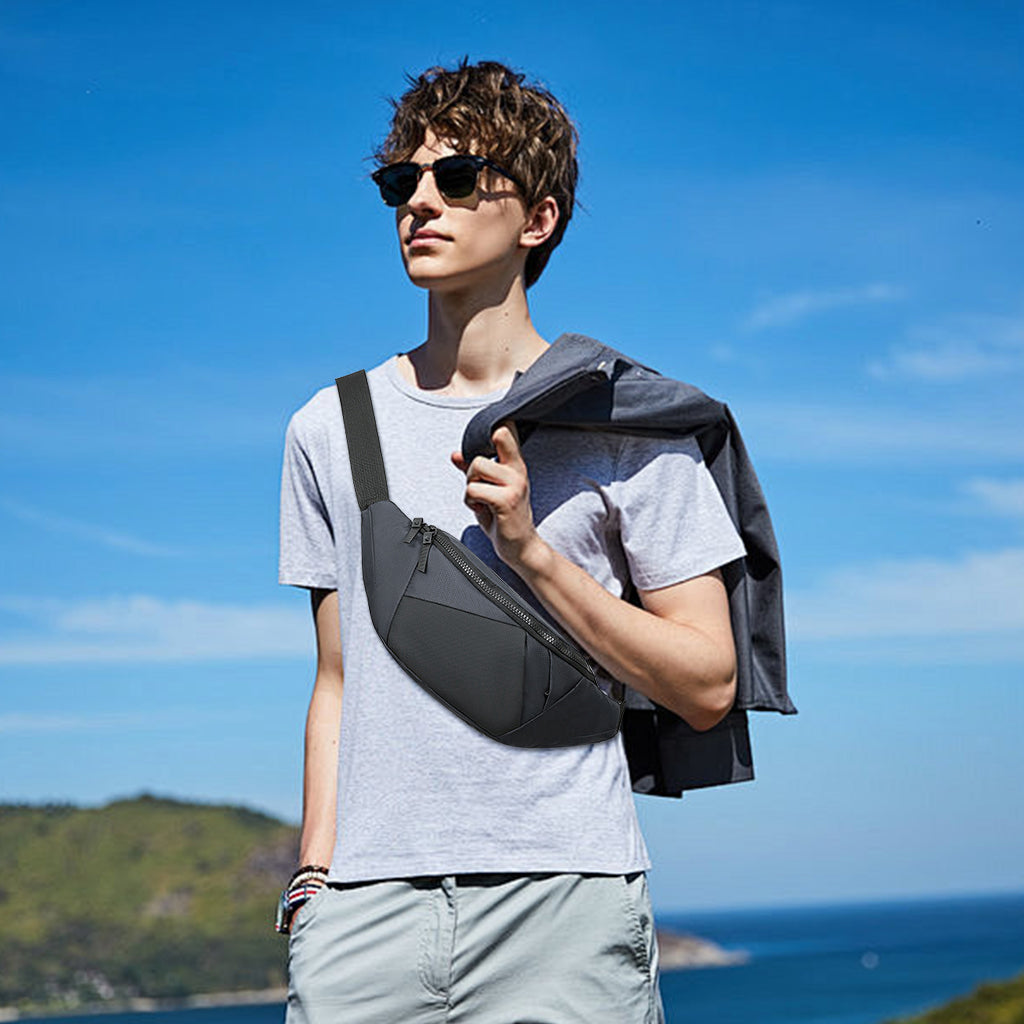 ZIBUYU Waist Bag for Man, Compact and Fashionable Waterproof Crossbody Sling Bag with Versatile Carrying Options, Adjustable Nylon Belt for Urban and Outdoor Use, Casual or Office Commutes, 22x14cm