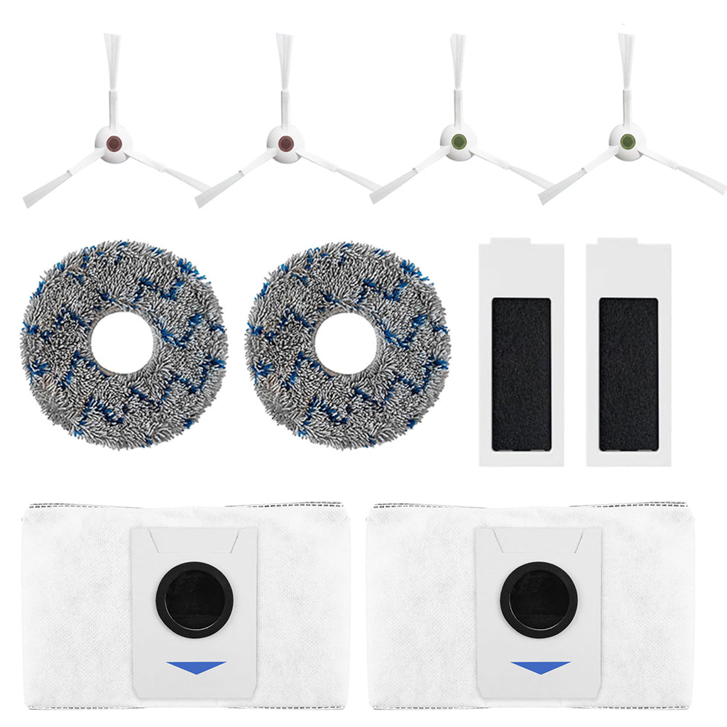 HASTHIP 10Pcs Replacement Accessories for Ecovacs Deebot T20 Omni/PRO/MAX T20 Pro/Max Plus, Replenishment Kit Replacement Parts - 4 Side Brushes, 2 Microfiber Cloth Mop, 2 Dust Bag, 2 Filter