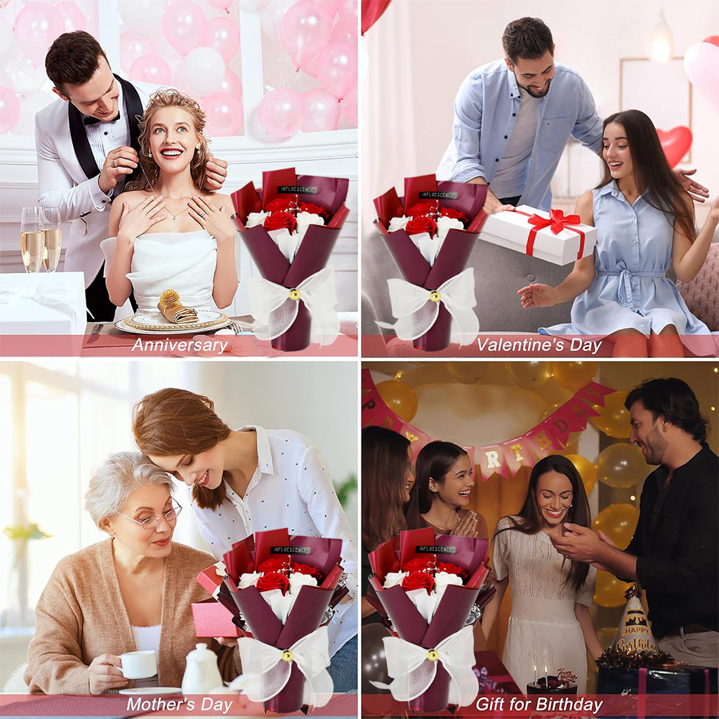 HASTHIP Valentine's Day Gift Romantic Red Rose Gift Box Hand Soap Red Rose Gift Box Birthday Gift for Girlfriend Christmas Gift, 20cmx14cmx8.5cm