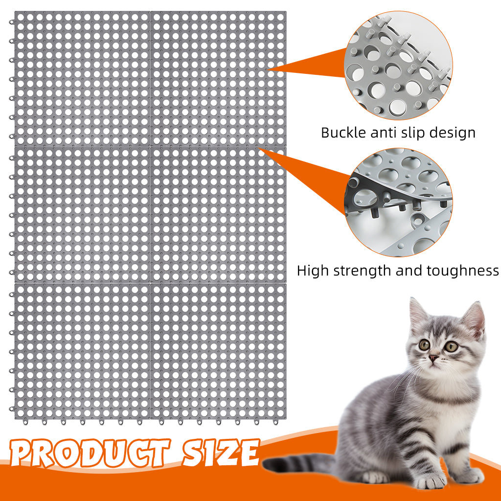 Qpets 6Pcs Pet Cage Mat for Dog/Cat/Rabbit, Plastic Pet Flooring Mat Cat Cage Mats Dog Litter Catcher Pads, Waterproof Non-Slip Floor Mats for Cats Dogs Bunny Easy to Clean Cage Pads (1Pcs 30*30CM)