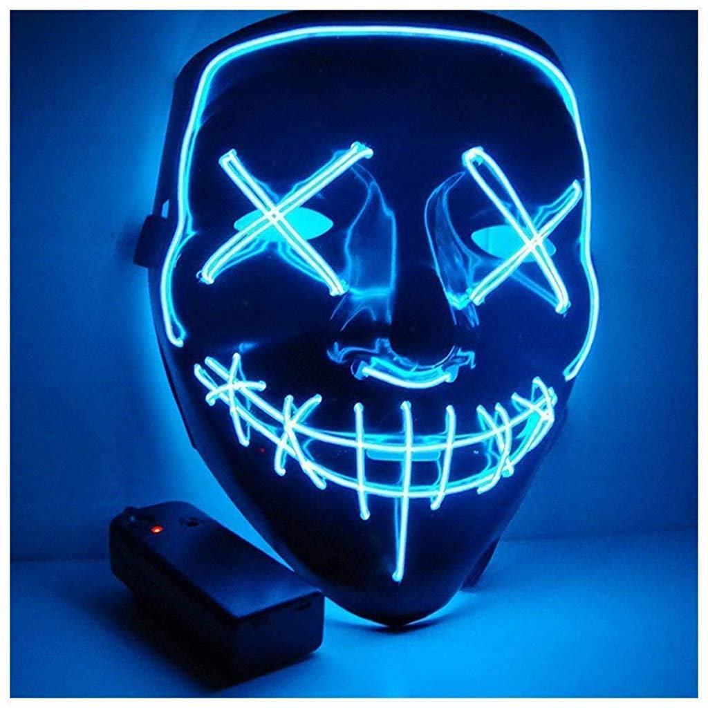 PATPAT LED Mask, 7 Color Flashing Masquerade LED Glasses Halloween Mask Glow In The Dark Party Supplies Halloween Costume Light Up Halloween Mask Light Up Glasses Fit Halloween Decorations