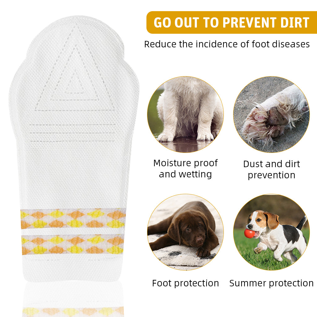 Qpets 20Pcs Small Dogs Walking Shoes Water Resistant Lining Design Non-woven Dog Boots Easy-tie Bandage Pet Palm Sleeve Cover for Walking Outdoor Shoes for Small Dogs, Puppys-Size S