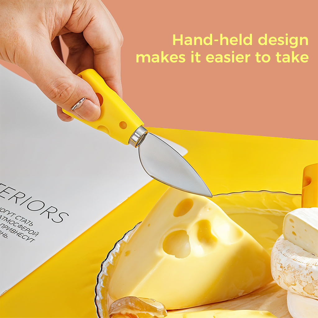 HASTHIP 5Pcs Cheese Cutter Tools Stainless Steel Creative Cheese Tool Set Cheese Slicer Spreader Cheese Fork Almond Cutter Deli Server Kit Party Supplies, with Case