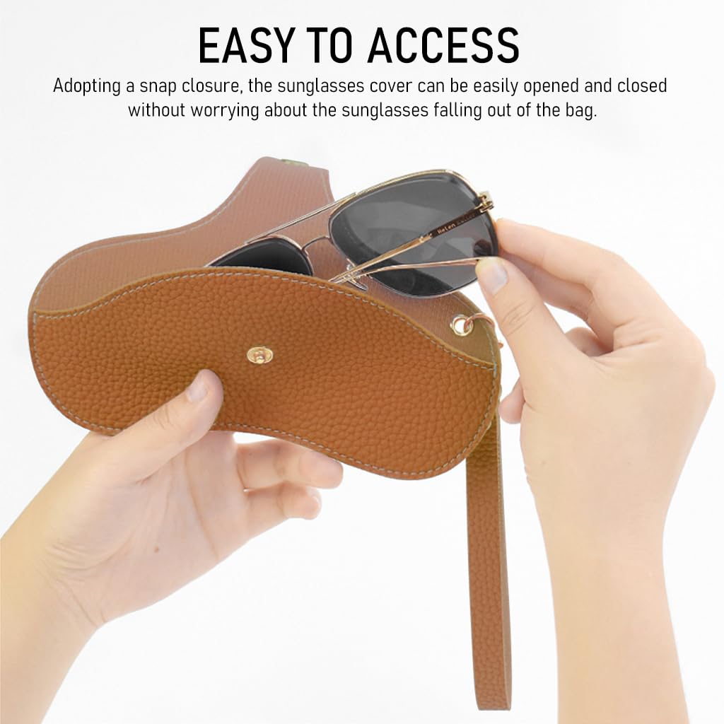 PALAY Soft Leather Sunglasses Organizer Box Fashion Women Sunglasses Organizer Case with Wrist Strap & Shoulder Belt Portable Glasses Pouch Outdoor Carrying Bags for Sunglasses Eyeglass Bag