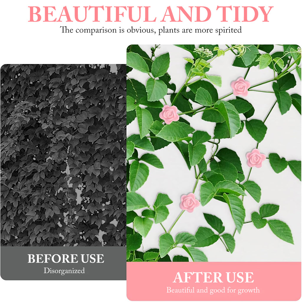 HASTHIP 10Pcs Pothos Branch Bender Clips with Self Adhesive Backing Rose Flower Shaped Clips Plastic Branch Clips Plant Branch Bender Clips Plant Training Clips for Orchid, MoneyPlant, Betel Leaf
