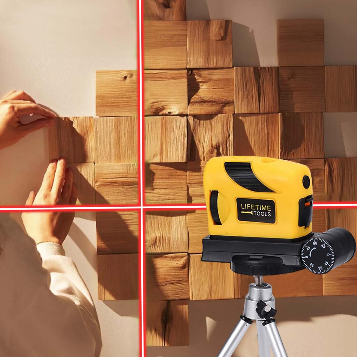 Serplex® 4 in 1 Laser Level Horizontal & Vertical Lines Laser, Cross-Line Laser, 360° Fine Tuning Infrared Laser Level with Folding Tripod and Base, 16Ft Range, Battery Operated, No Battery Included
