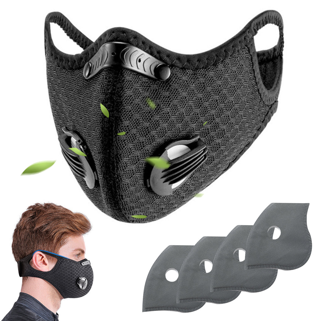 Serplex Riding Face Mask with 4 Breathe Filters Windproof Outdoor Sports Mask Breathable Mesh Winter Face Mask Washable and Reuseable Men Women Face Mask with Adjustable Back Fastening Closure