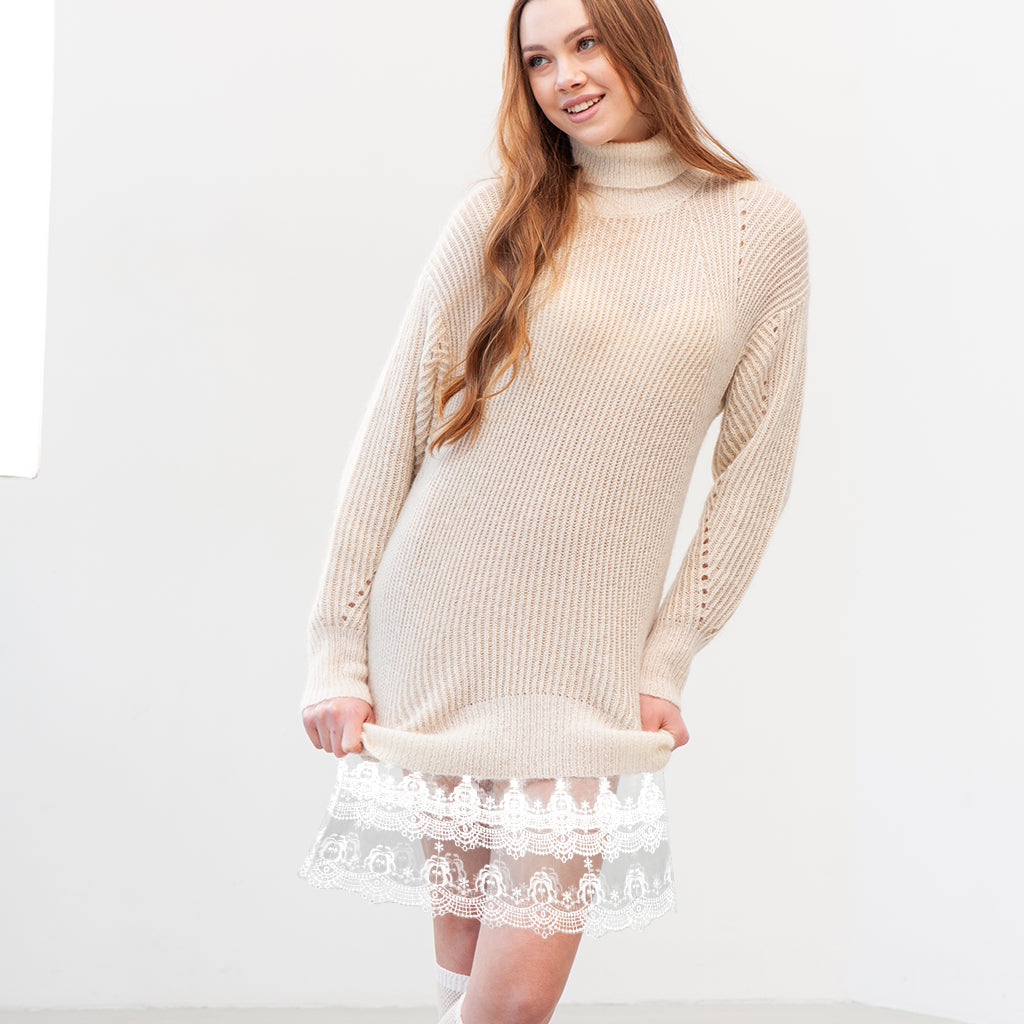 SANNIDHI Lace Shirt Extender for Women Layering, Y2K Skirt Overlay for Leggings, Fashion White Lace Edge Skirt for Layered, Versatile Underskirts Layering Clothing Accessories for Jeans, Trousers