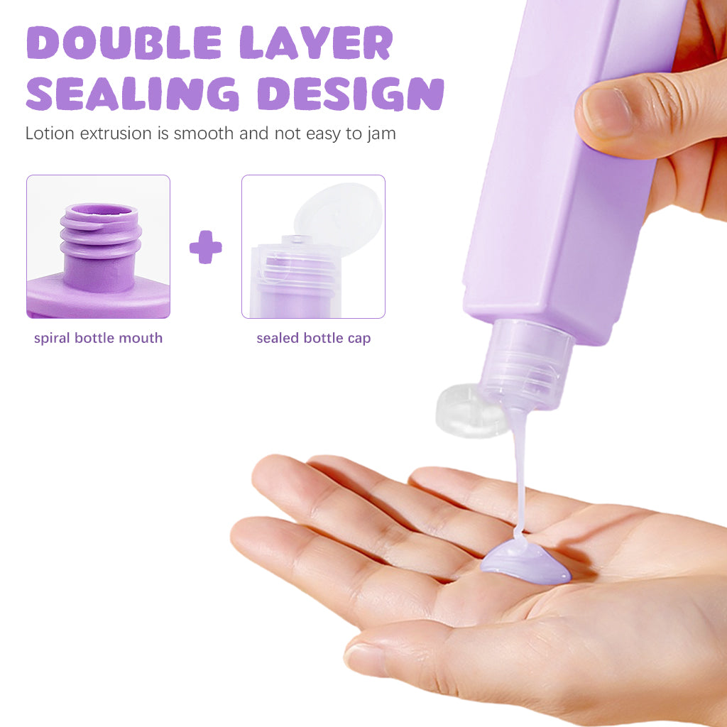 MAYCREATE Travel Bottles Set, 4Pcs 60ml Silicone Travel Bottles Modular Toiletries Containers Leaking Proof Flip-up Lids Design for Shampoo, Shower Gel, Body Lotion, Face Cream, Moisturizer