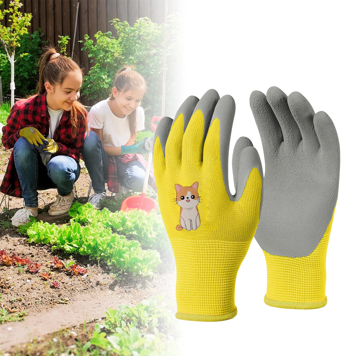 Serplex Ages 8-11 Kids Gardening Gloves, Yard Work Gloves Kids Rubber Gloves Gardening Gloves Rubber Coated Gloves Kids Gloves Protective Rubber Coated Gardening Gloves Digging Field Trip Gloves
