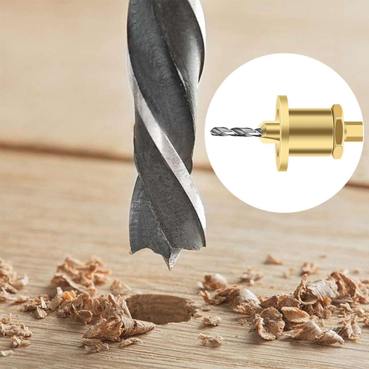 Serplex 5pcs Carbide Tipped 90° Countersink with Adjustable Low Friction Depth Stop Multifunctional Round Shank Bore Woodworking Drill Bit Taper Drill Bit Counterbore Drill Bit Wood Working Tools