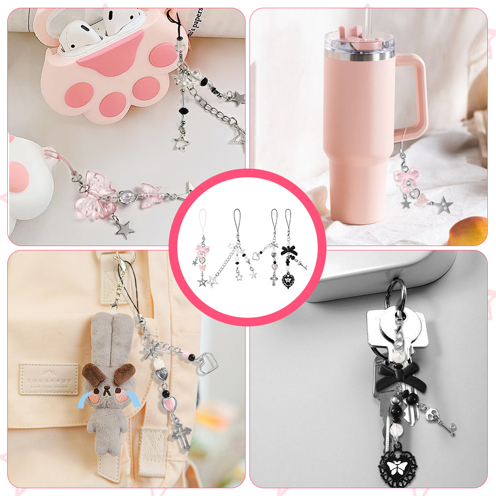 ZORBES 4Pcs Cute Phone Charms for Girls, Bag Charms Mobile Charms Y2K Charms for Phone Case, Stylishly Sweet Mobile Phone Charms Phone Chain Mobile Accessories Phone Hanging Chain Gift for Girls