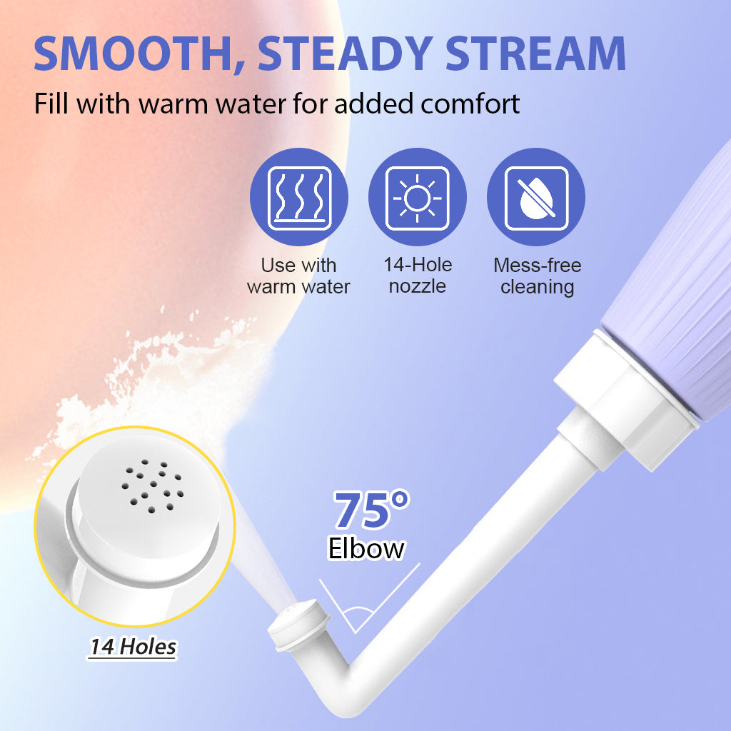 HASTHIP Peri Bottle, 500ml Portable Travel Bidet with Bag, with 2 Interchangeable Spray Nozzles Travel Bidet with Storage Bag Cleansing Bidet Sprayer for Personal Hygiene Care, Postpartum Perineal