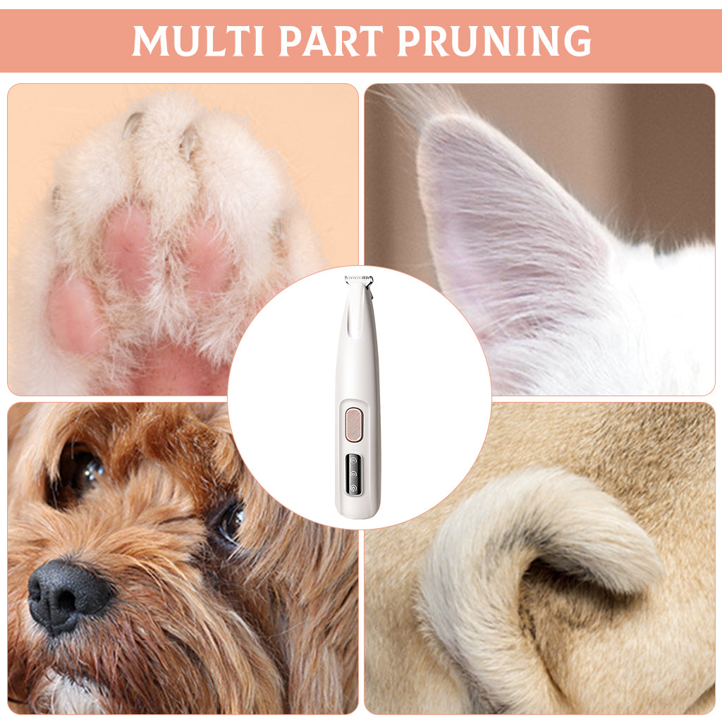 Qpets USB Dog Trimmer with LED Cats Dogs Paws Trimmer Detailing Hair Trimmer Electric USB Cordless Pet Grooming Hair Trimmer for Face, Paws, Under The Tail