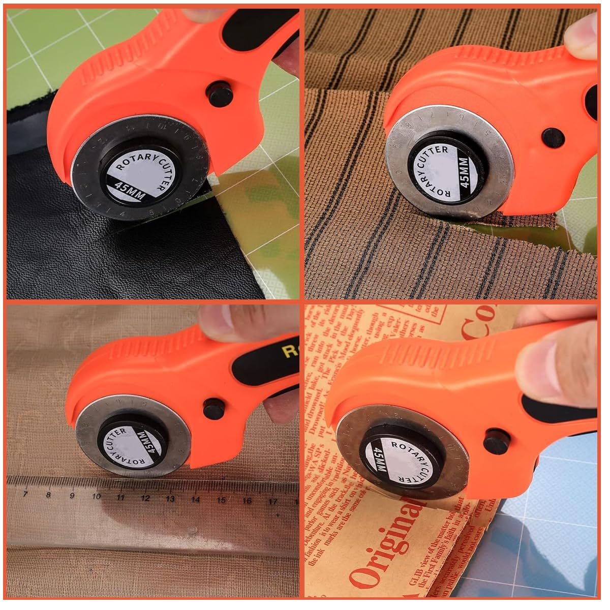 Serplex 45mm Fabric Roller Cutter with 9Pcs High-speed Steel Blades with 4 Types, Safe Lock Design Ergonomic Rotary Fabric Cutter For Sewing, Quilting, DIY Cloth Craft, Leather Craft, Felt Craft