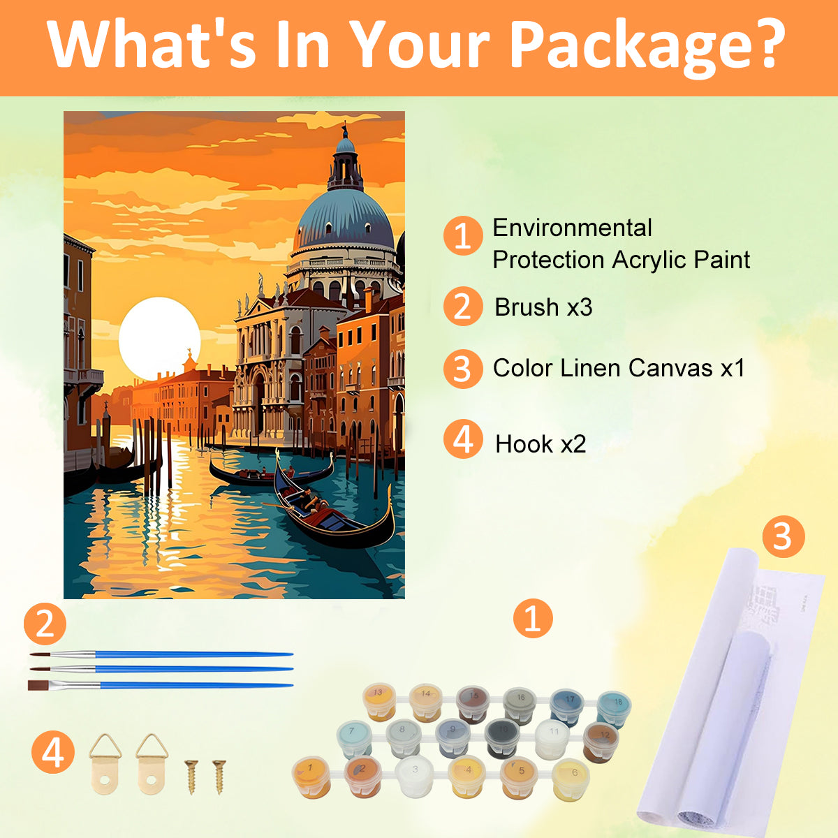 HASTHIP Paint by Number for Adults Beginner, Sunset Riverside Town Landscape Acrylic Oil Paint by Numbers, DIY Oil Paint Craft Kit for Gift Home Wall Decor, No Frame, 16x20 inches