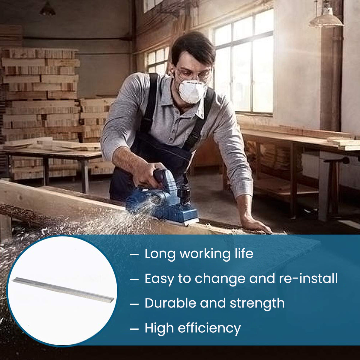 Serplex 10Pcs Replacement Blades for Wood Planer Machine 3.23 inches Robust HSS Blades Universal Electric Wood Hand Planer Blades for Bosch/Makita/Dewalt/Hitachi