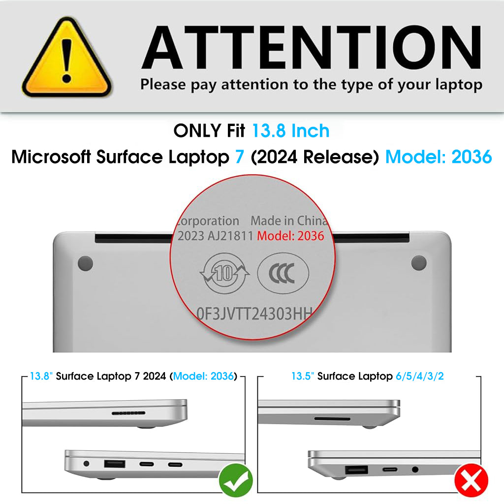 ZORBES For 2024 Surface Laptop 13.8 Inches Transparent PC Hard Case for Surface Laptop 7th Edition Snap-on Crystal Sheer Anti-scratch Protective Case