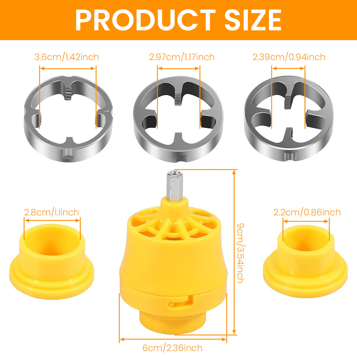 Serplex Pipe Threading Dies for Power Tool 3-Sizes 1/2'', 3/4'', 1'' Snap-on Pipe Threader Tool Attachments for Electric Power Tool No Burr Threader Dies for PVC Pipe, Plastic Pipe