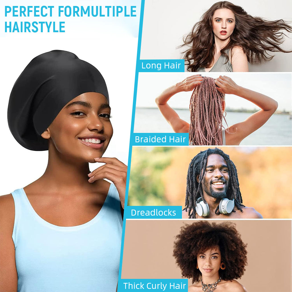 Proberos Long Hair Swim Cap - Swimming Caps for Women Men - Extra Large Swim Caps - Waterproof Silicone Swim Cap - Dreadlocks Braids Afro Hair Extensions