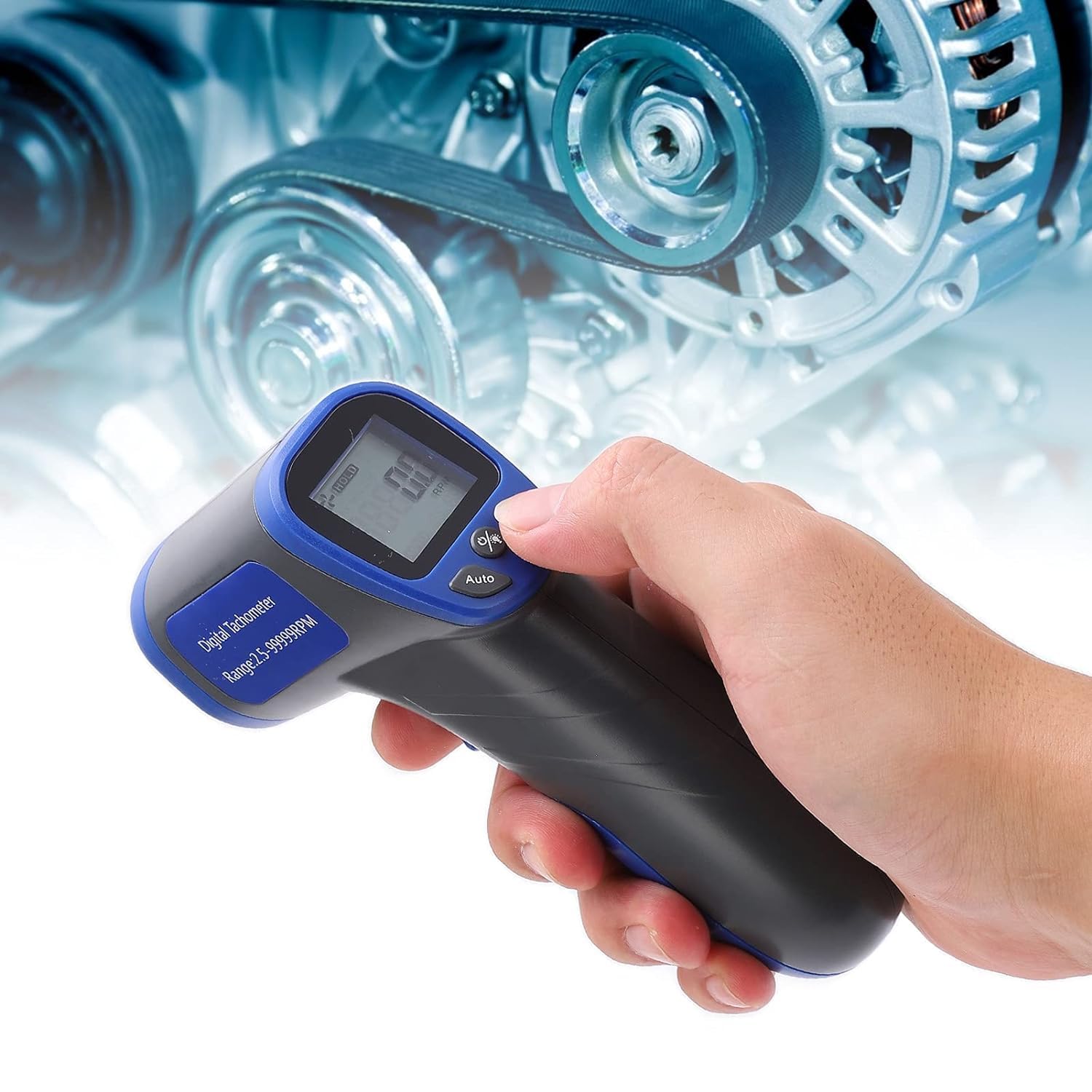 Serplex Digital Laser Photo Tachometer Gauce for car, Wheels, Engines, Non Contact Tach RPM Meter, 2.5RPM-99, 999RPM Motor Speed Meter Gauge Tool Includes Reflective Tapes (Battery not included)
