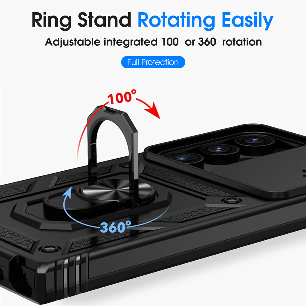 ZORBES Phone Case for Samsung Galaxy S24 Ultra with Magnetic Kickstand Phone Grip, Hard PC Phone Case with Sliding Camera Cover Anti-Scratch Phone Case for Samsung Galaxy S24 Ultra