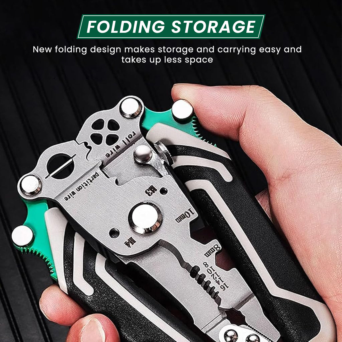 Serplex Folding Wire Cutter 18 in 1 Multifunctional Wire Cutter Stripper Tool Folding Handle Design Carbon Steel Wire Cutter Wire Stripper Crimper Portable Crimping Tool for Electrician